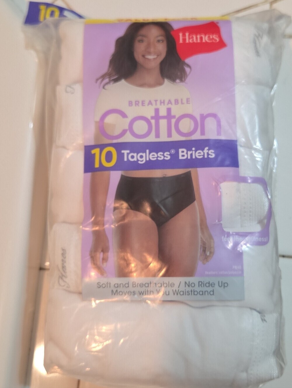 Hanes Womens 10-Pack Cotton Tagless Briefs Underwear White Size 8/XL New